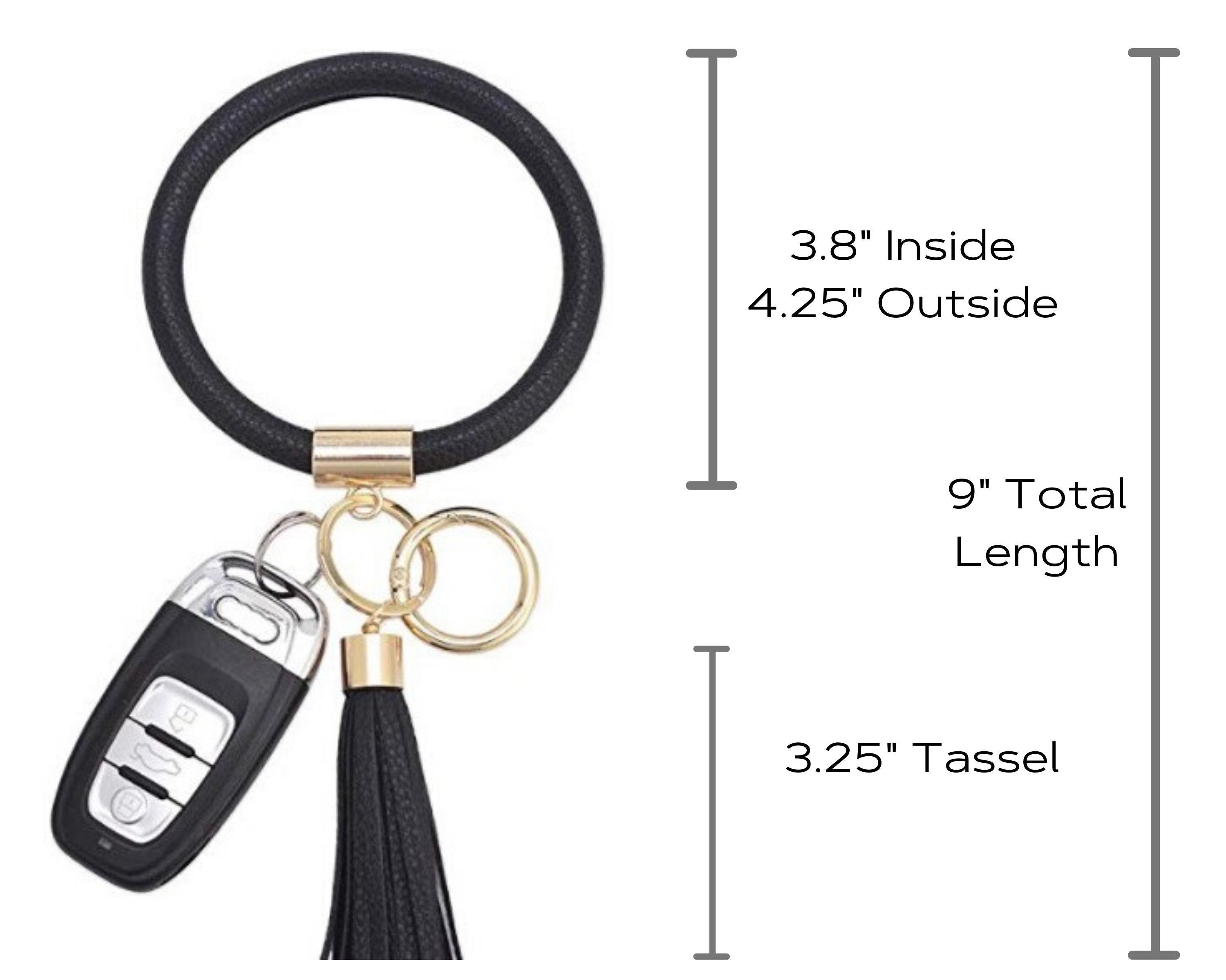 Key Ring Bracelet Car Keychain Holder Wristlet Silicone Women Beaded Bangle  | eBay